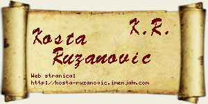 Kosta Ružanović vizit kartica